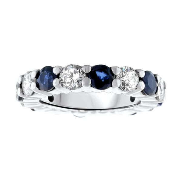 14k White Gold Diamond And Sapphire Eternity Band RN-173350