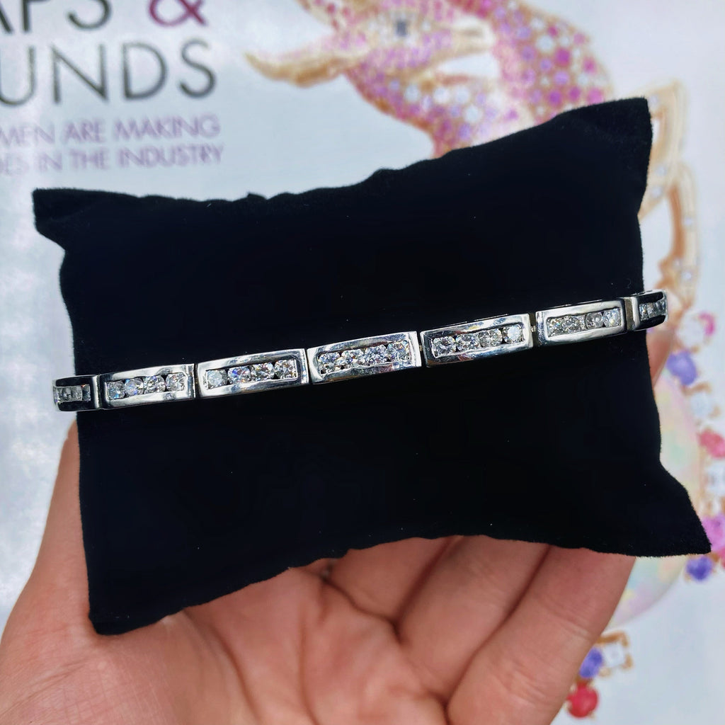 14k White Gold Diamond Bracelet BR-12500 - Jewelry