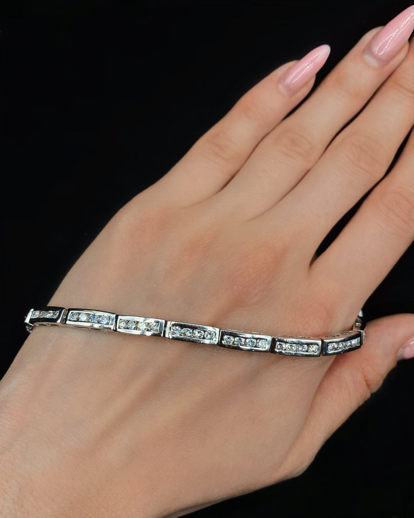 14k White Gold Diamond Bracelet BR-12500 - Jewelry