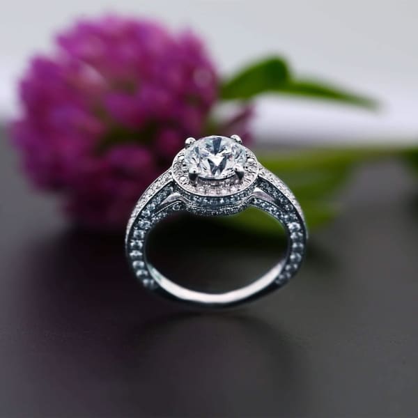 14k White Gold Engagement ring with 1.22 ct Main Round Diamond R-2900, Main view