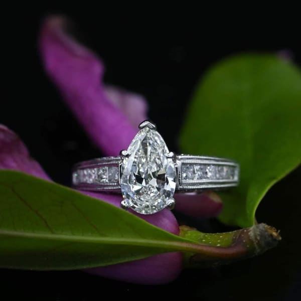14k White Gold Engagement ring with center 2.57ct GIA Certified Diamonds ENG-43750, enlarged image