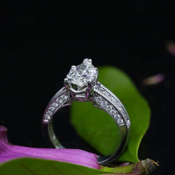 14k White Gold Engagement ring with center 2.57ct GIA Certified Diamonds ENG-43750, Profile