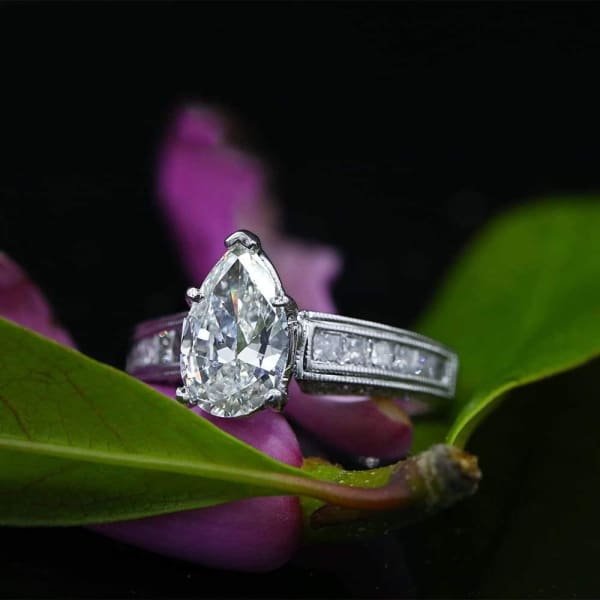 14k White Gold Engagement ring with center 2.57ct GIA Certified Diamonds ENG-43750
