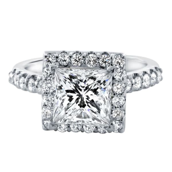 14k White Gold Engagement Ring With Center Diamond 4.02ct. Princess Cut EN-80000