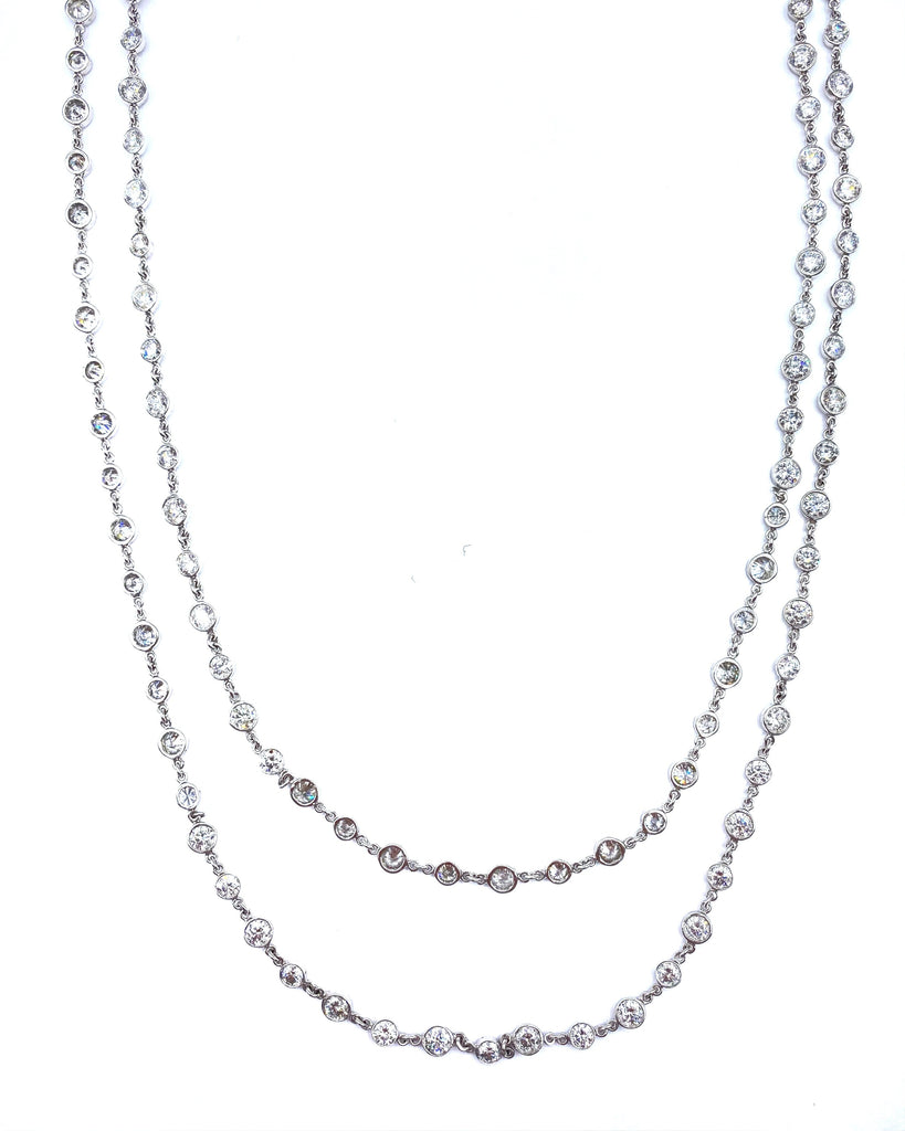 14k White Gold Hand Made Diamond Necklace With 20.00ct TDW 