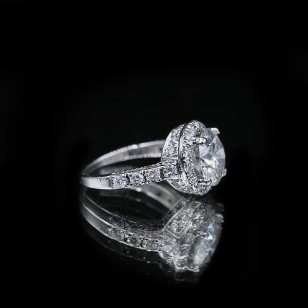 14k White Gold Round Cut Diamond Engagement Ring with 2.70ct Total Carat Weight ENG-22501, side