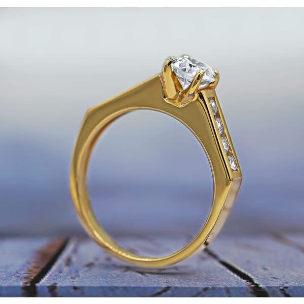 14k Yellow Gold Classic Engagement Ring with Center 0.68ct Round Diamond ENG-4750, side