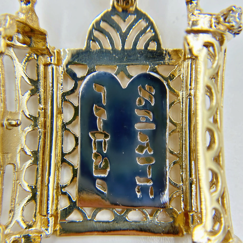 14k Yellow Gold Diamond Torah Scroll Pendant PEN-400 - 