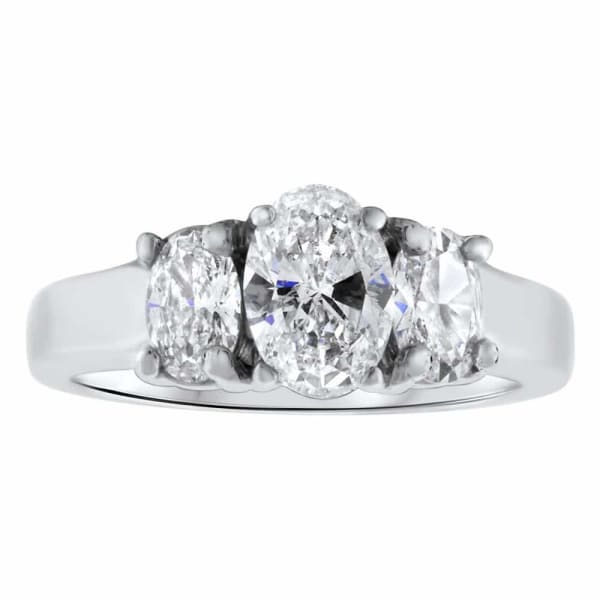 14kt Engagement Three Stone Ring With Total 1.50ct Oval Cut DS-4562001