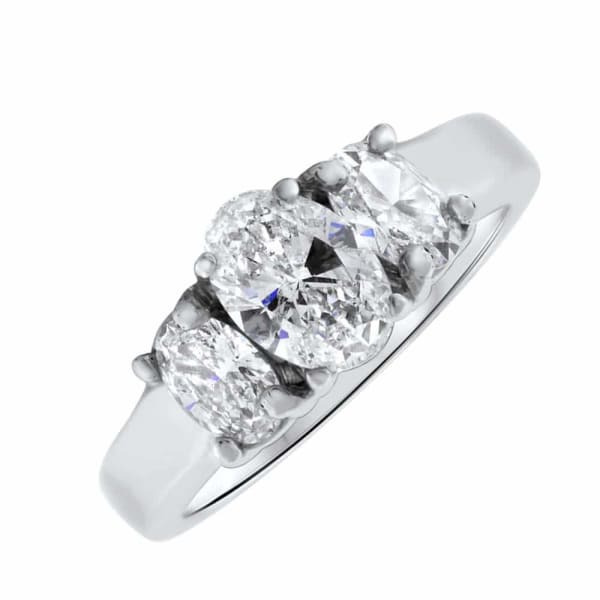 14kt Engagement Three Stone Ring With Total 1.50ct Oval Cut DS-4562001, Main view
