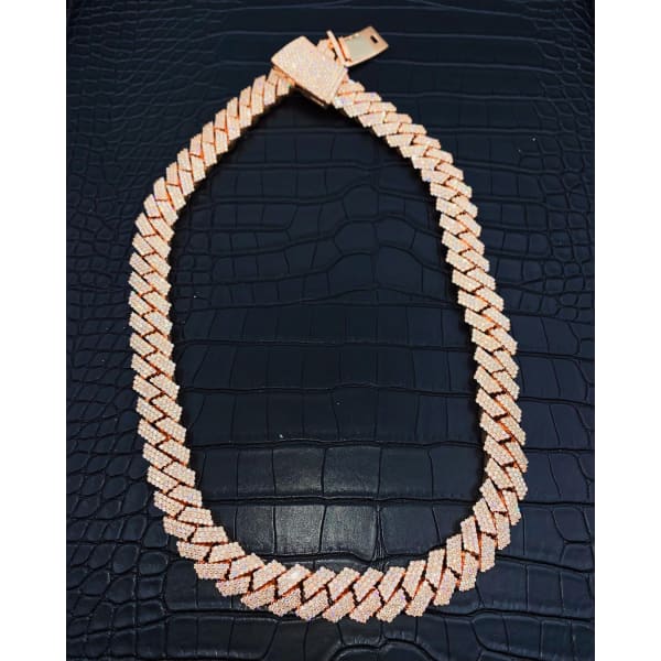 14kt Rose Gold Cuban Link Chain With 41.10ct Diamonds
