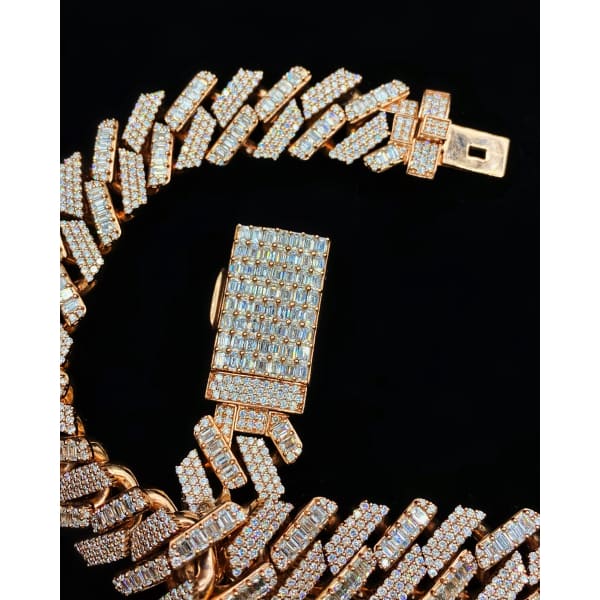 14kt Rose Gold Cuban Link Chain With 55.0ct Diamonds 