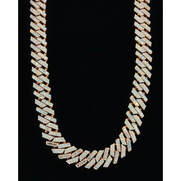 14kt Rose Gold Cuban Link Chain With 55.0ct Diamonds 