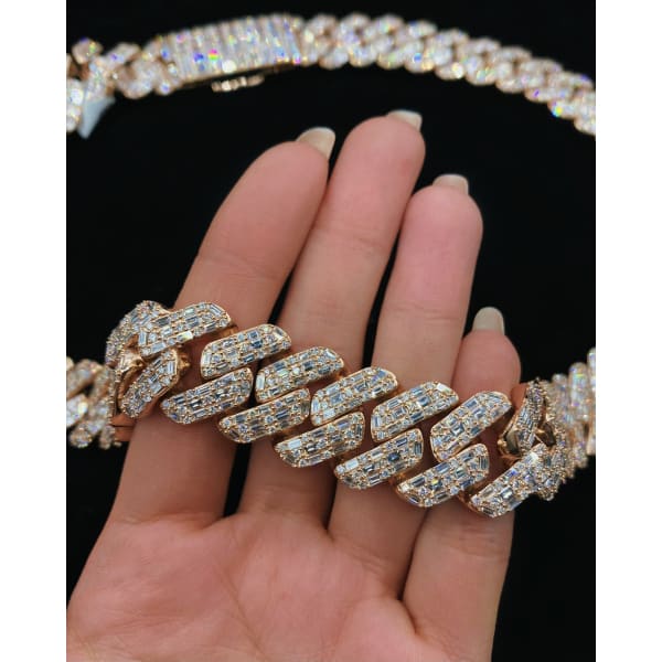 14kt Rose Gold Diamond Cuban Link Chain With 43.60ct 