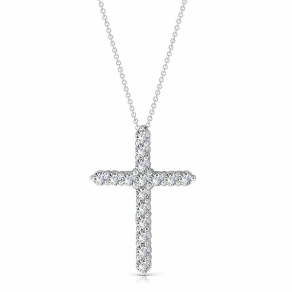 14kt White Gold 1.75Ctw Diamond Cross Pendant Necklace CRS-8000
