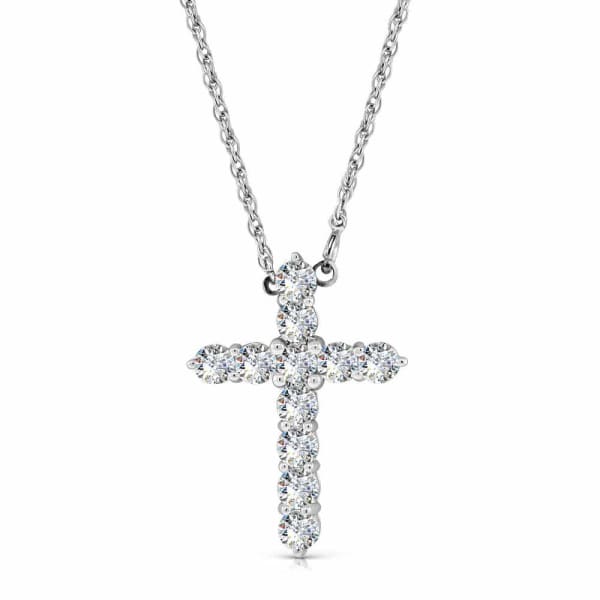 14kt White Gold 2.20Ctw Diamond Cross Pendant Necklace CR-11000