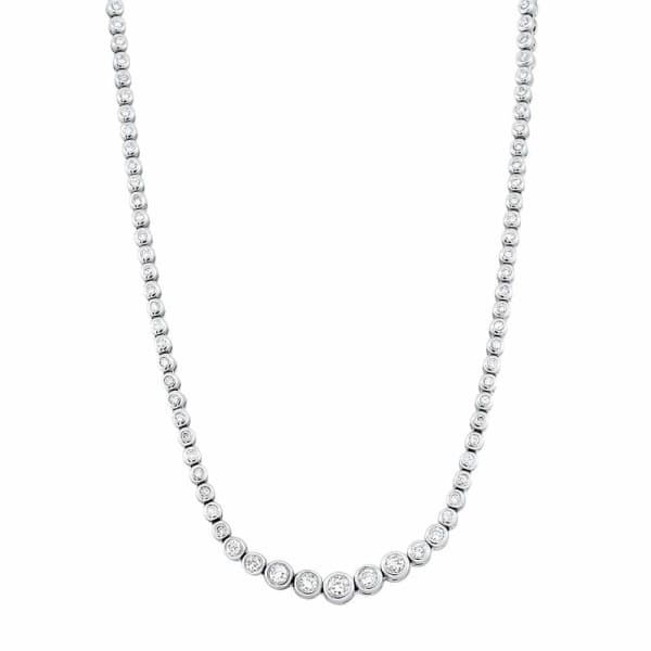 14kt White Gold Bezel Set Necklace With 5.20ct Diamonds NEC-173600, Main view