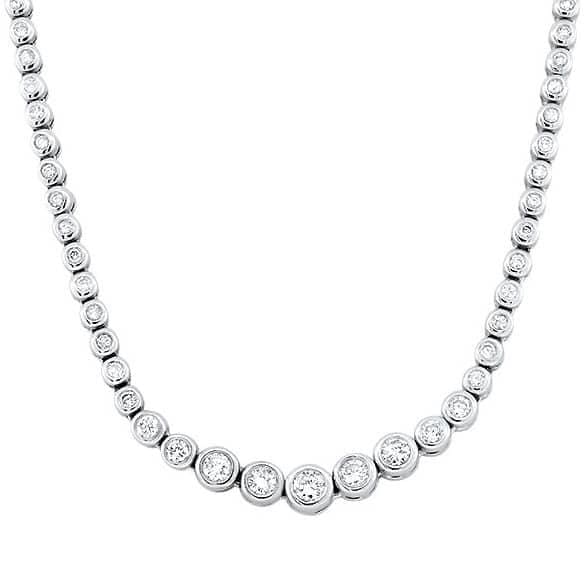 14kt White Gold Bezel Set Necklace With 5.20ct Diamonds NEC-173600