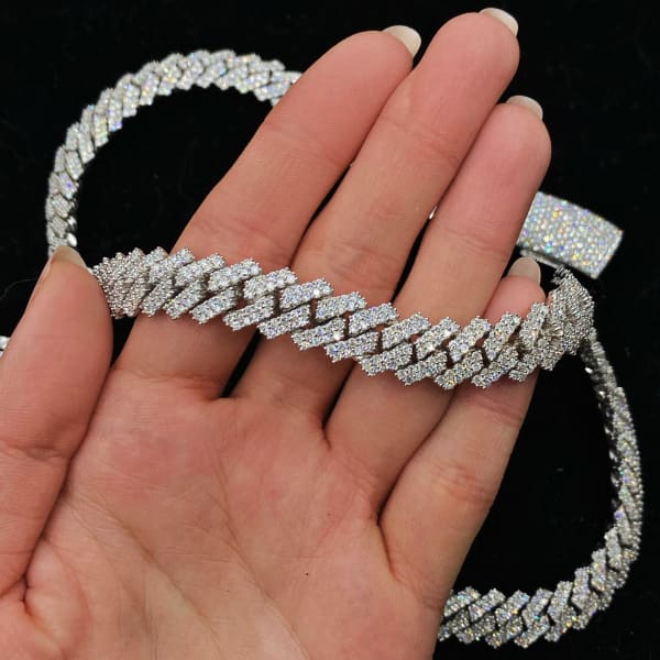 14kt White Gold Cuban Link Chain With 25.10ct Diamonds 