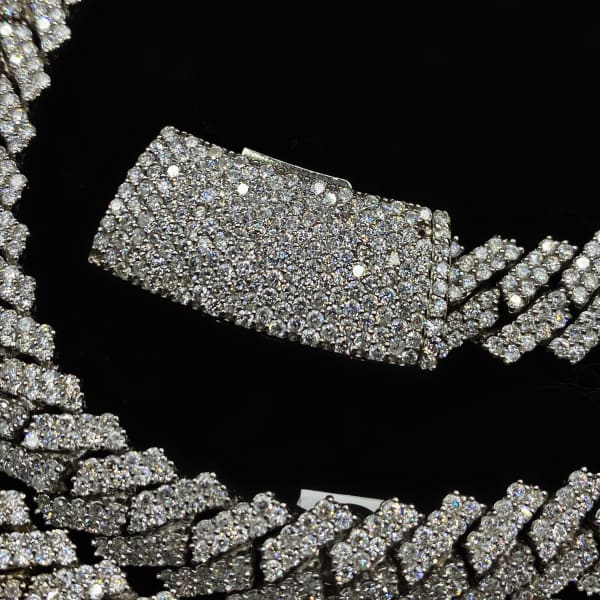 14kt White Gold Cuban Link Chain With 25.10ct Diamonds 