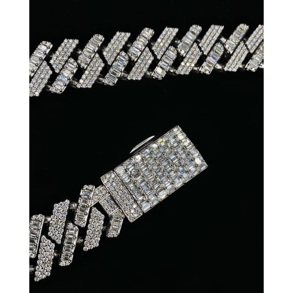 14kt White Gold Cuban Link Chain With 55.0ct Diamonds 