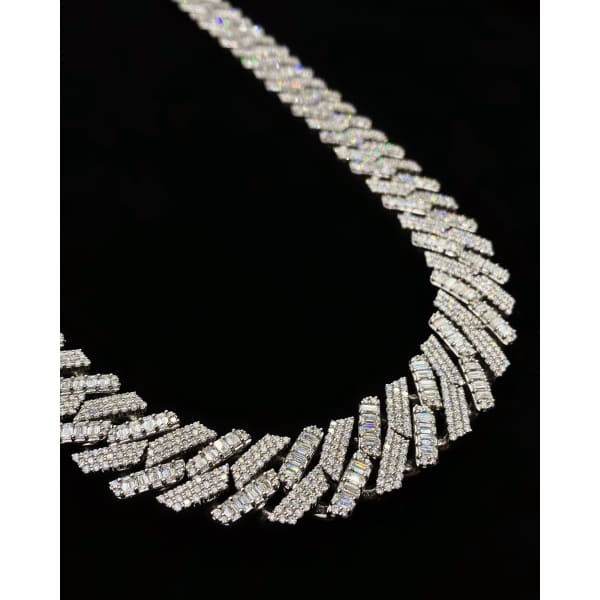 14kt White Gold Cuban Link Chain With 55.0ct Diamonds 