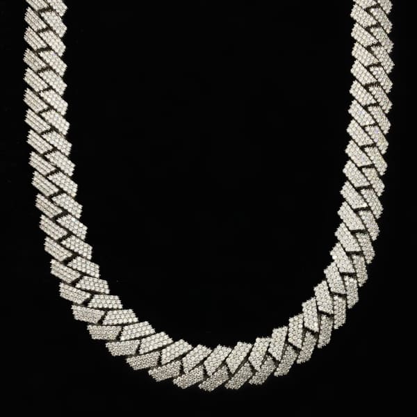 14kt White Gold Cuban Link Chain With 62.30ct Diamonds 