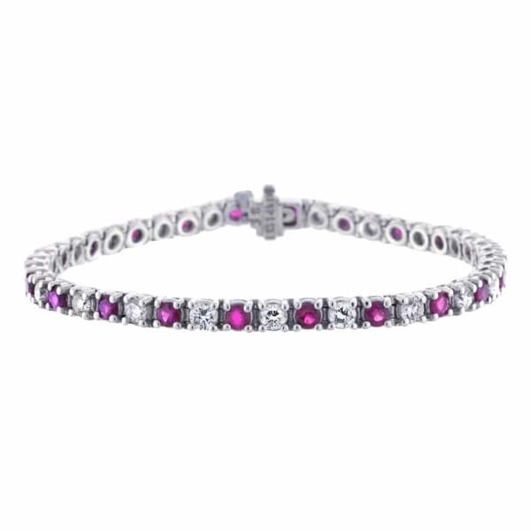 Ruby And Diamond Tennis Bracelet In White Gold