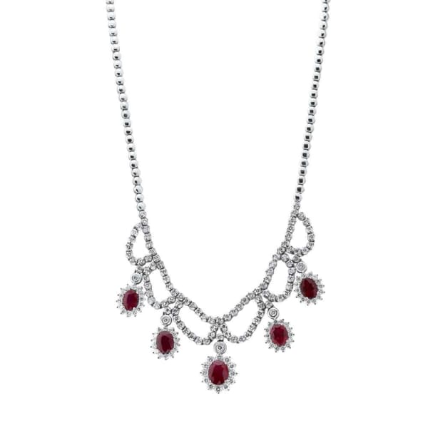 14kt White Gold Diamond And Ruby Necklace With 3.60ct Diamonds NEC-175500, Main view
