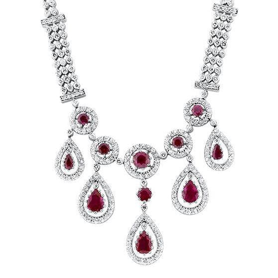 14kt White Gold Diamond And Ruby Necklace With 5.25ct Diamonds NEC-174675