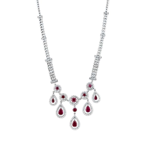 14kt White Gold Diamond And Ruby Necklace With 5.25ct Diamonds NEC-174675, Main view