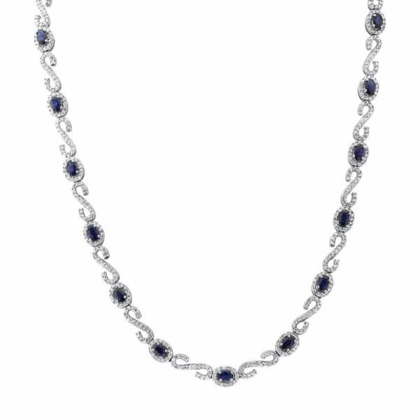 14kt White Gold Diamond And Sapphire Necklace With 3.00ct Diamonds NEC-171997, Main view
