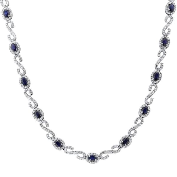 14kt White Gold Diamond And Sapphire Necklace With 3.00ct Diamonds NEC-171997
