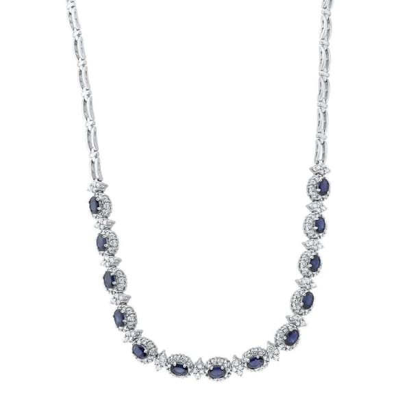 14kt White Gold Diamond And Sapphire Necklace With 4.00ct Diamonds NEC-17500, Main view
