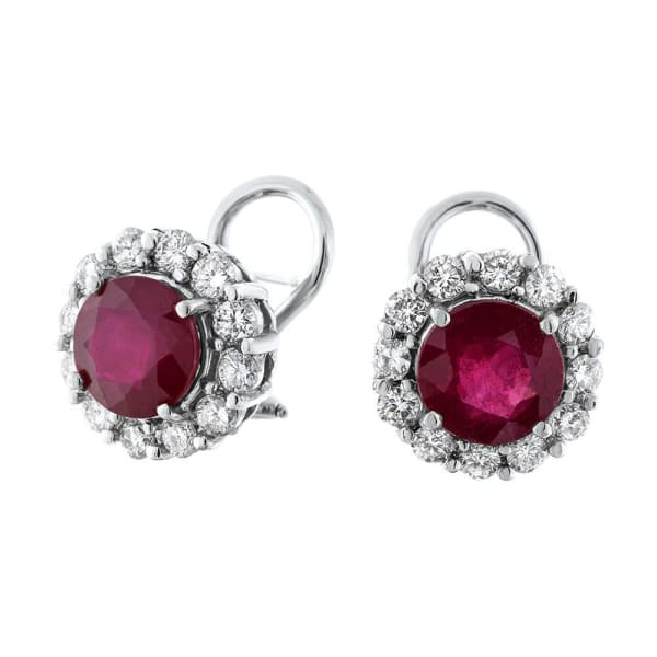 14kt White Gold Earrings 6.00ct Rubies And 1.50ct Diamonds EAR-17800