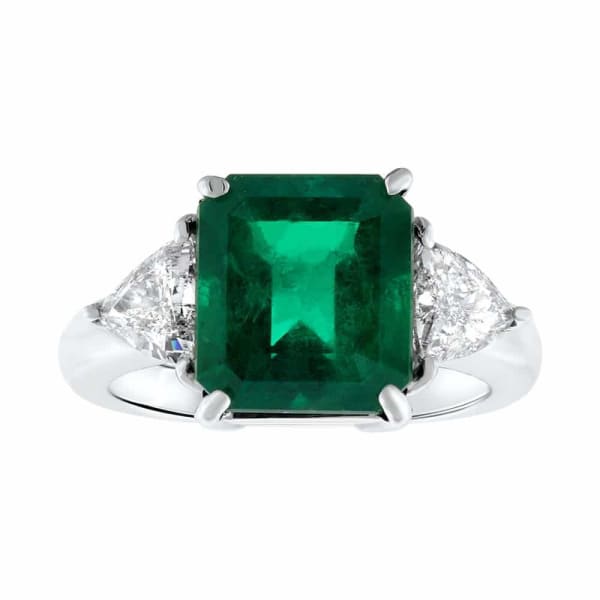 14kt White Gold Emerald Ring With 0.85CT in Trillion Cut diamonds RN-174955
