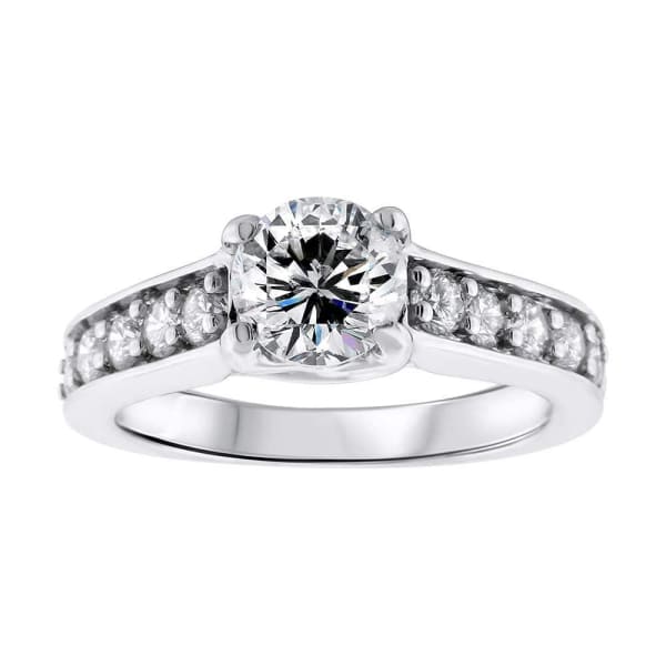 14kt white gold Engagement Ring With Center Diamond 1.00ct I SI1 Round Brilliant Cut DS-12500