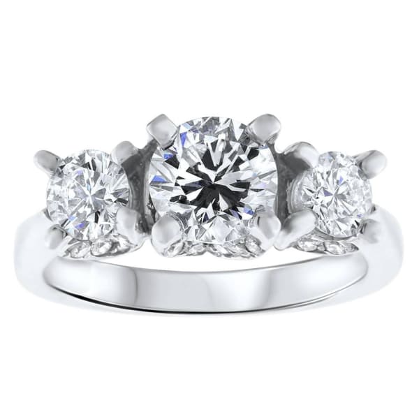 14kt white gold Engagement Ring With Center Diamond 1.08ct G SI1 Round Brilliant Cut NE-172890