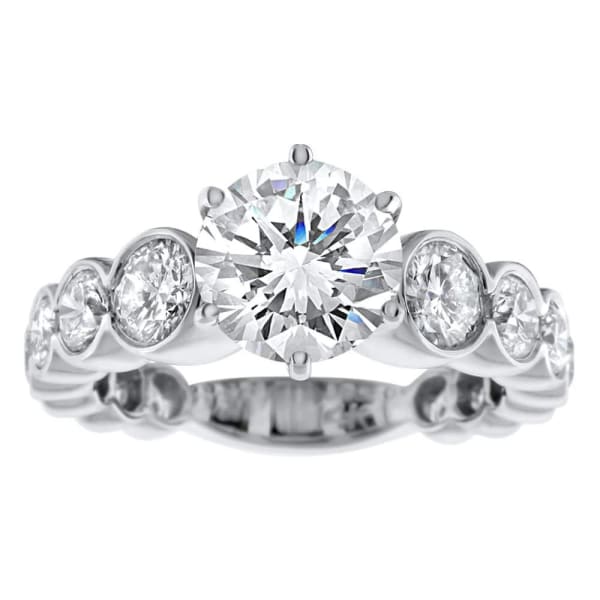 14kt white gold Engagement Ring With Center Diamond 2.10ct H I1 Round Brilliant Cut ENG-37500