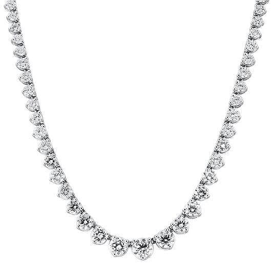 14kt White Gold Graduated Tennis Necklace With 9.65ct Diamonds NE-30500