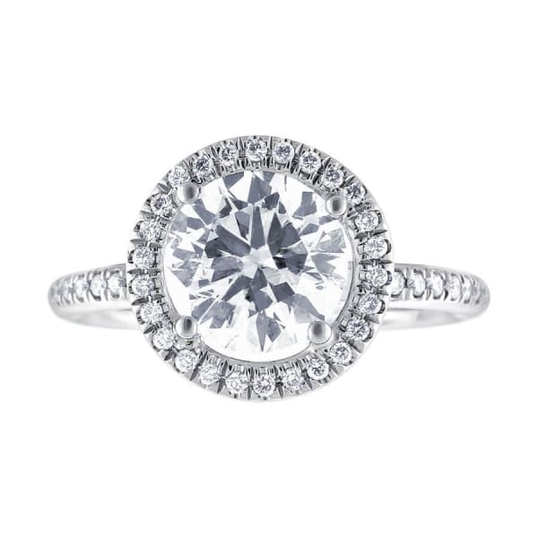 14kt white gold Halo Engagement Ring With Center Diamond 1.56ct G SI1 Round Brilliant Cut ME-22500