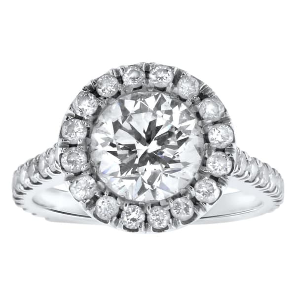 14kt white gold Halo Engagement Ring With Center Diamond 1.90ct G SI1 Round Brilliant Cut RN-30000