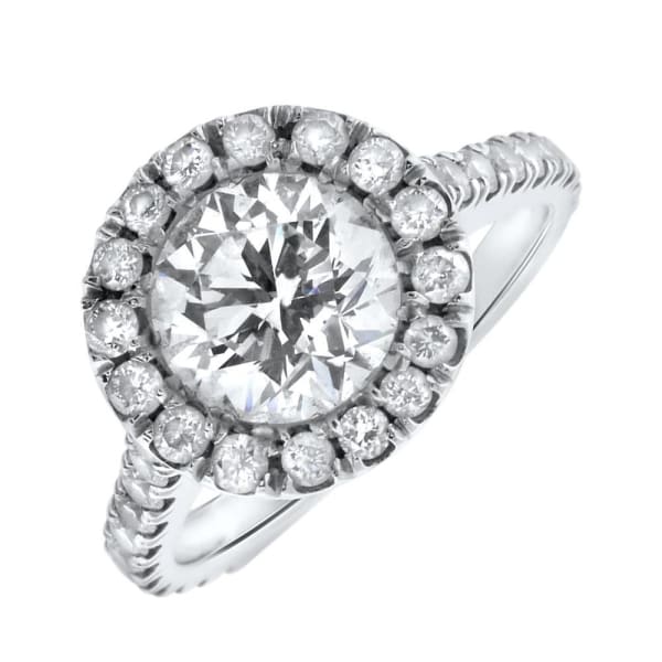 14kt white gold Halo Engagement Ring With Center Diamond 1.90ct G SI1 Round Brilliant Cut RN-30000, Main view