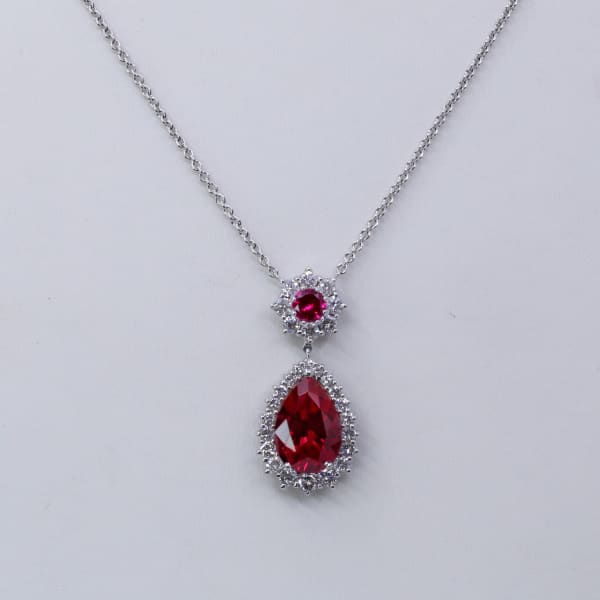 14kt White Gold Hand Craft Ruby Pendant with 19.5ct of TDW 