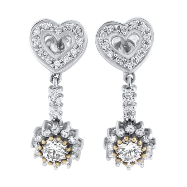 14kt White Gold Heart Drop Earrings With 1.00ct Diamonds EAR-17990