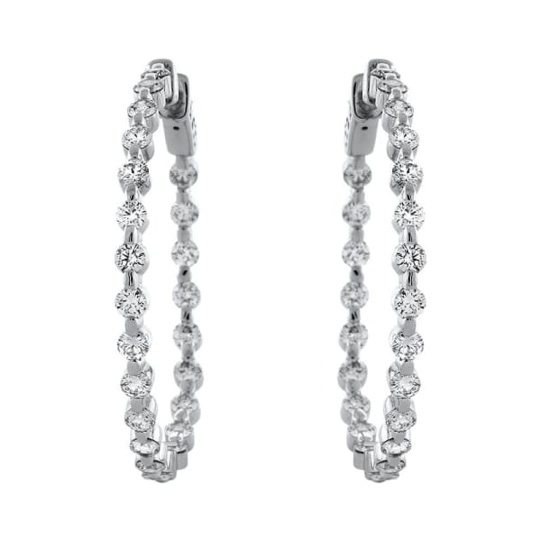 14kt White Gold Hoop Earrings 3.50ct Diamonds EA-10655, Full face