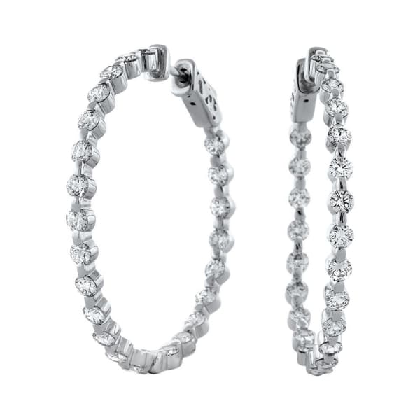 14kt White Gold Hoop Earrings 3.50ct Diamonds EA-10655
