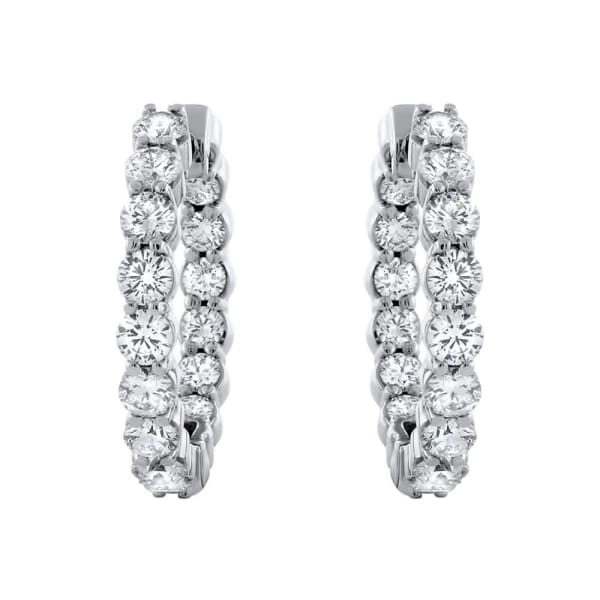 14kt White Gold Hoop Earrings 4.50ct Diamonds EA-14565