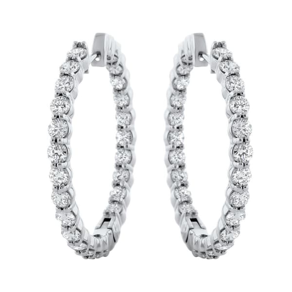 14kt White Gold Hoop Earrings 5.00ct Diamonds EA-17626