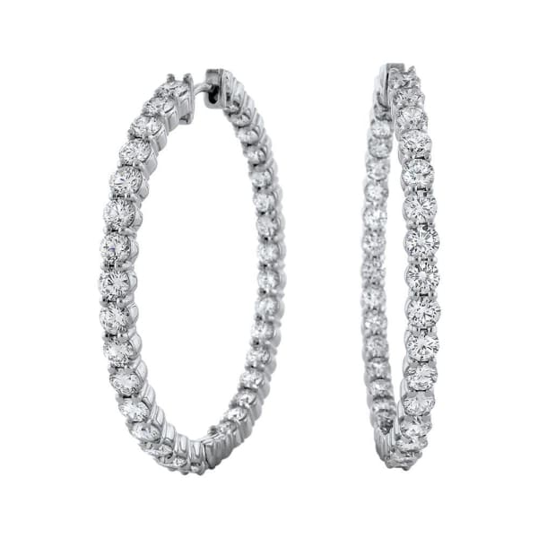 14kt White Gold Hoop Earrings 6.00ct Diamonds EA-20575